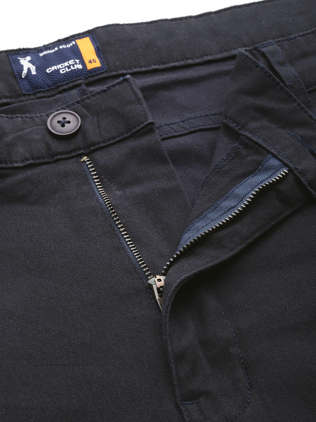 Thomas Scott Men Navy Cricket Club Plus Size Regular Fit Mid-Rise Solid Woven Cargo Trouser