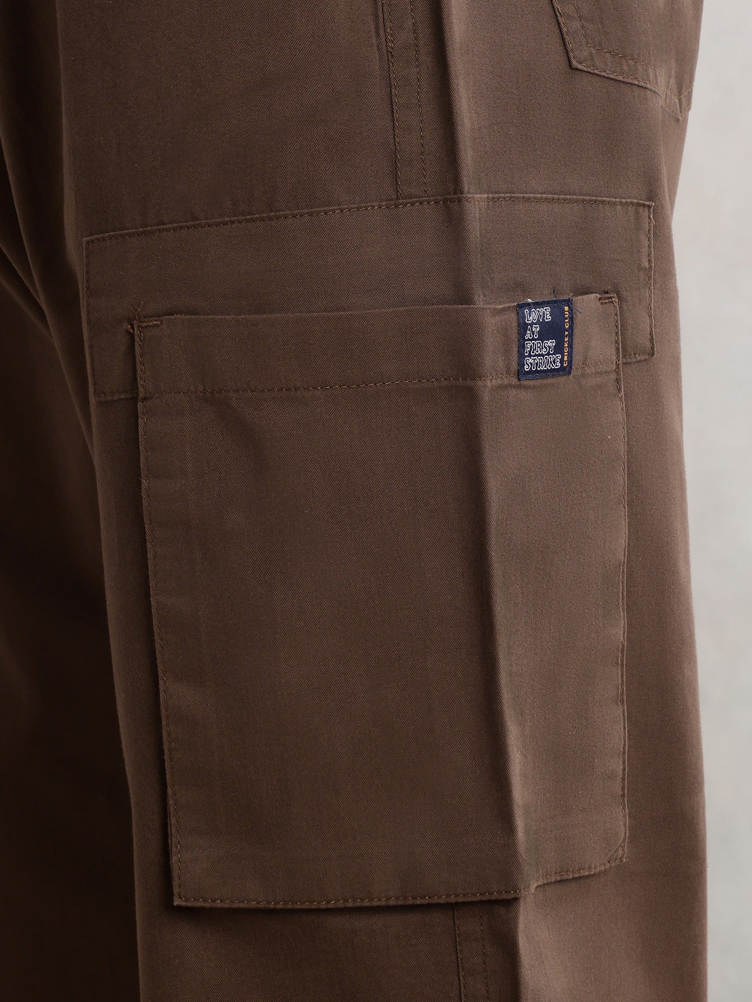 Thomas Scott Men Dark Brown Cricket Club Straight Fit Mid-Rise Solid 100% Cotton Woven Cargo Trouser