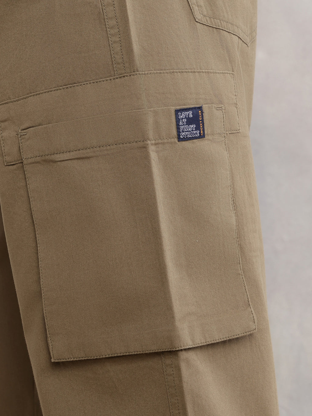 Thomas Scott Men Olive Cricket Club Straight Fit Mid-Rise Solid 100% Cotton Woven Cargo Trouser