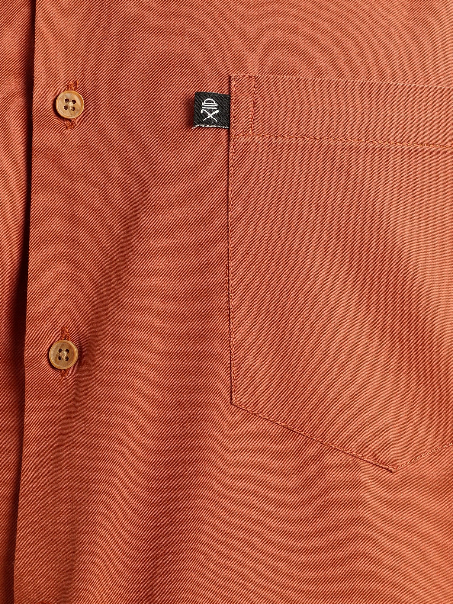 Thomas Scott Men Rust Premium Slim Fit Short Sleeves Spread Collar Solid 100% Cotton Casual Shirt