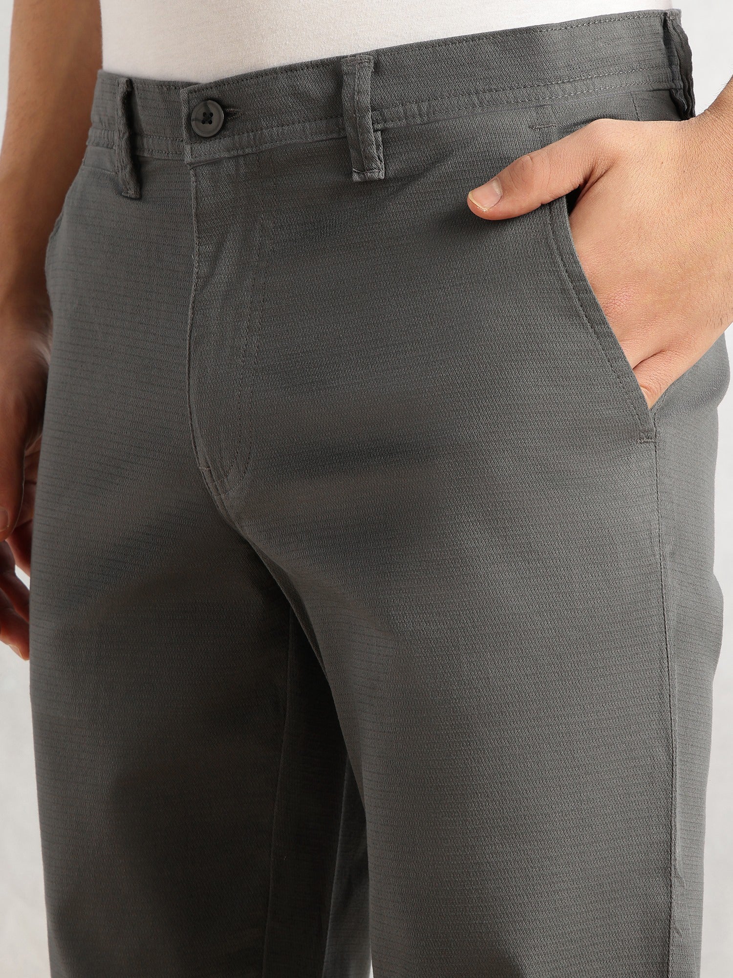 Thomas Scott Men Grey Cricket Club Collection Regular Fit Mid-Rise Solid Woven Trouser