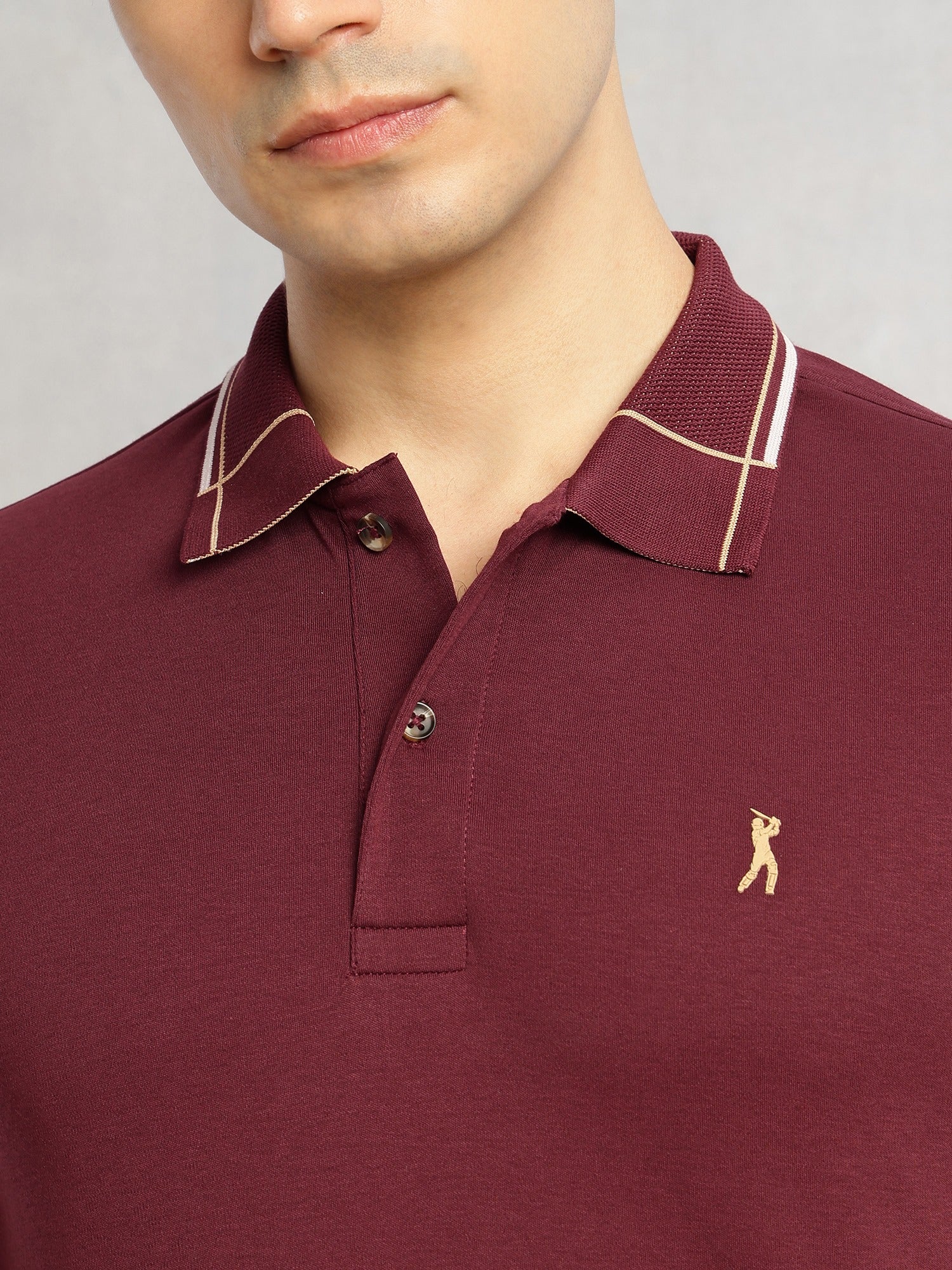Thomas Scott Men Maroon Cricket Club Collection Regular Fit Short Sleeve 100% Cotton Knitted Polo Collar T-Shirt