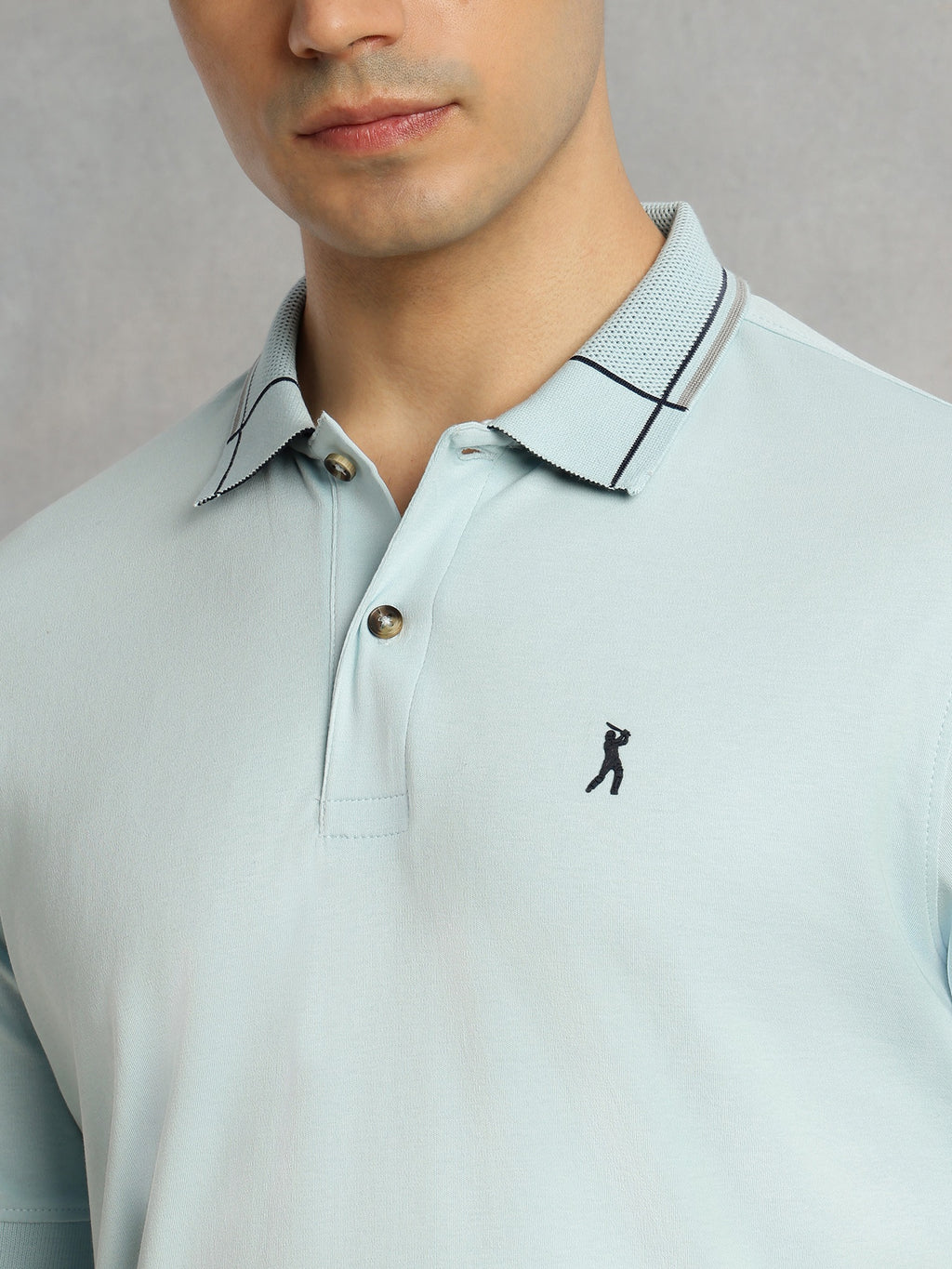 Thomas Scott Men Sky Blue Cricket Club Collection Regular Fit Short Sleeve 100% Cotton Knitted Polo Collar T-Shirt