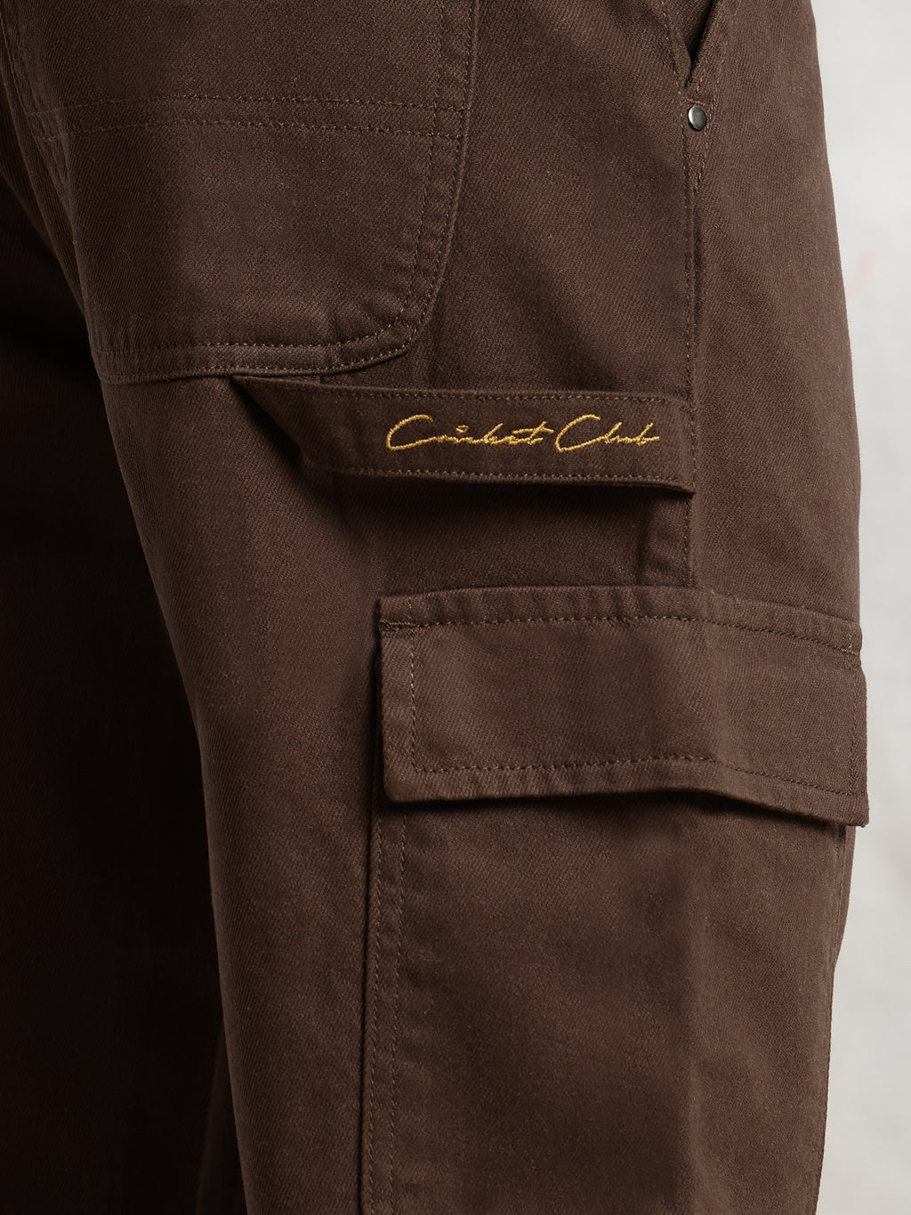 Thomas Scott Men Brown Cricket Club Collection Straight Fit Mid-Rise 100% Cotton Woven Cargo Trouser