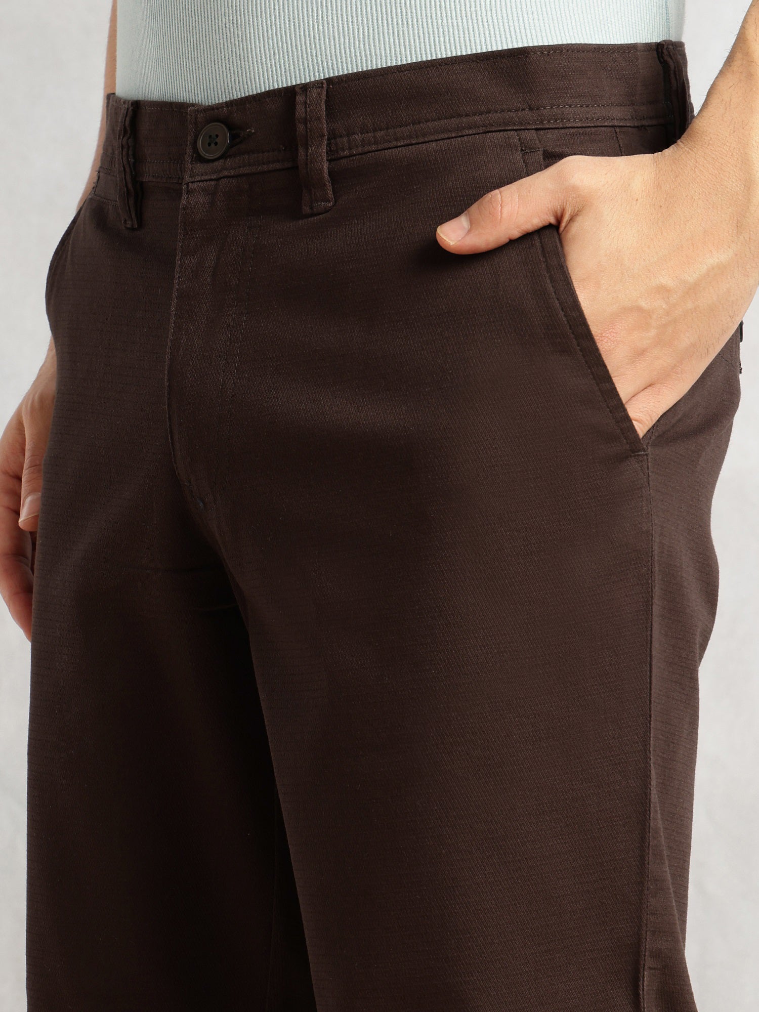 Thomas Scott Men Brown Cricket Club Collection Regular Fit Mid-Rise Solid Woven Trouser