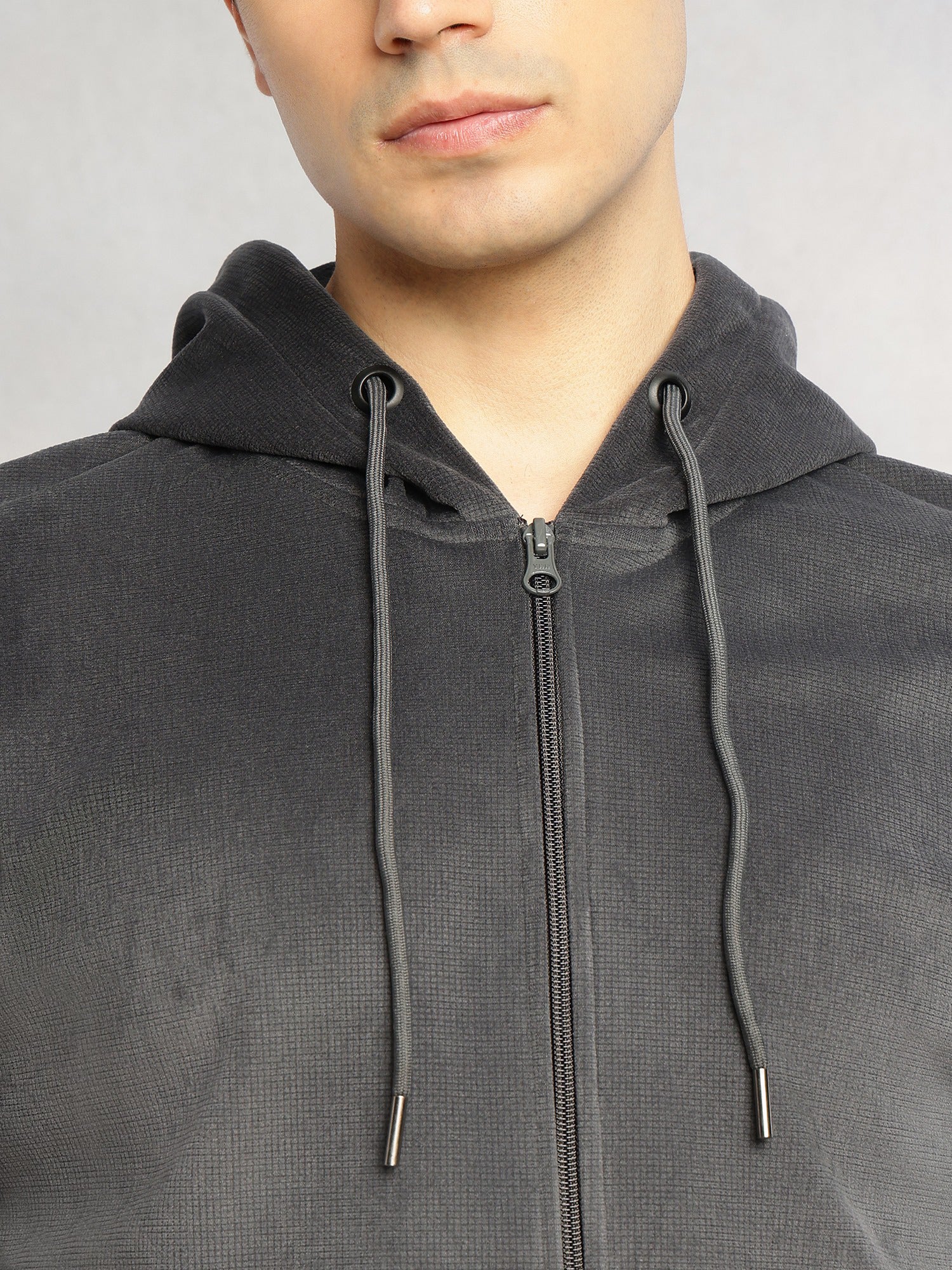 Thomas Scott Men Grey Regular Fit Long Sleeves Kangaroo Pocket Polyester Hoodie Sweatshirt