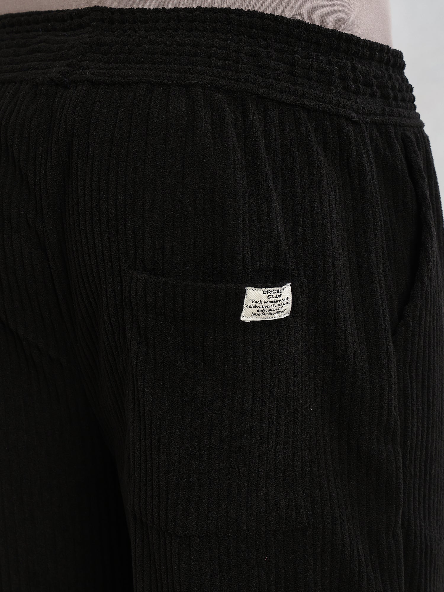 Thomas Scott Men Black Cricket Club Collection Regular Fit Textured Corduroy Trousers