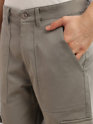 Thomas Scott Men Grey Cricket Club Collection Relaxed Fit Cotton Solid Woven Cargo Trouser