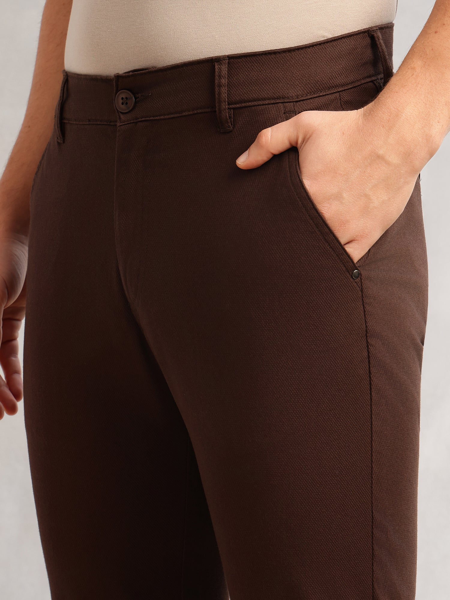 Thomas Scott Men Brown Cricket Club Collection Regular Fit Mid-Rise Solid 4 Pockets Woven Chinos Trouser