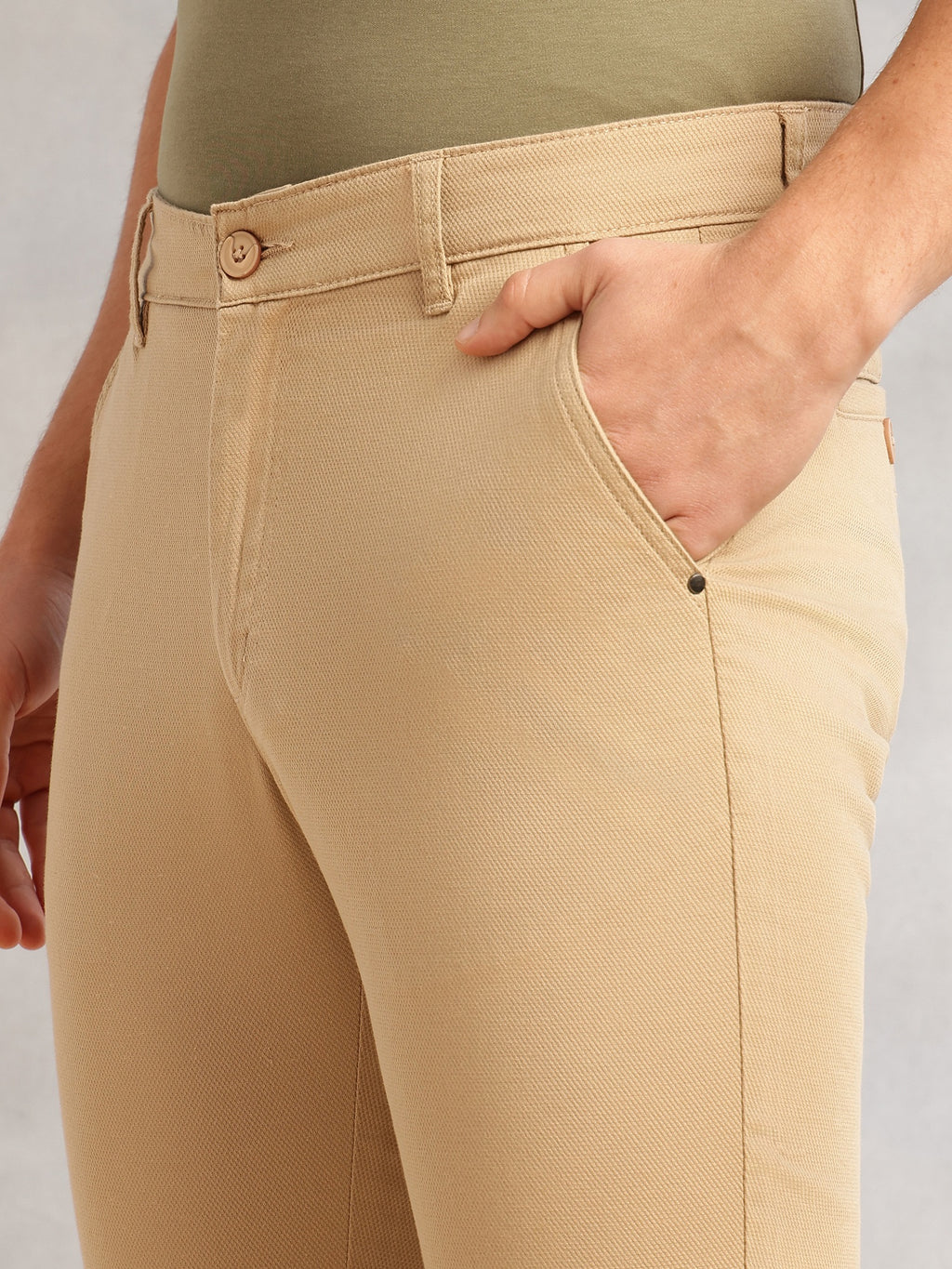 Thomas Scott Men Khaki Cricket Club Collection Regular Fit Mid-Rise Solid 4 Pockets Woven Chinos Trouser
