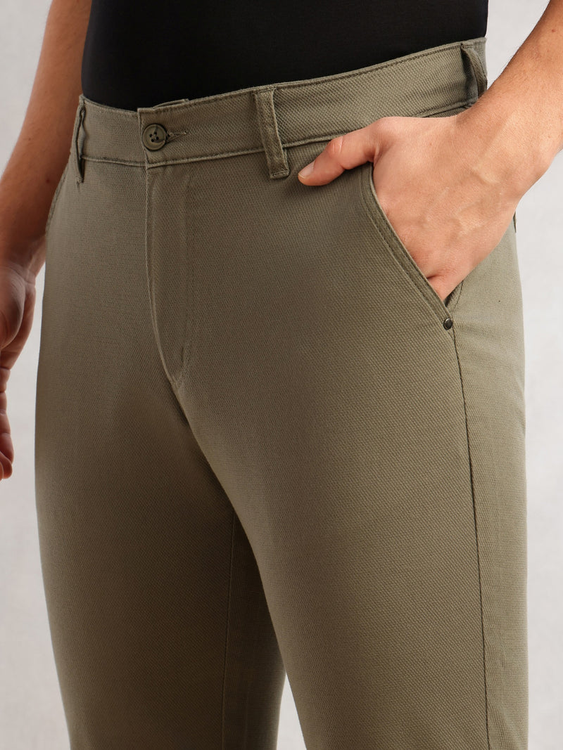 Thomas Scott Men Olive Cricket Club Collection Regular Fit Mid-Rise Solid 4 Pockets Woven Chinos Trouser