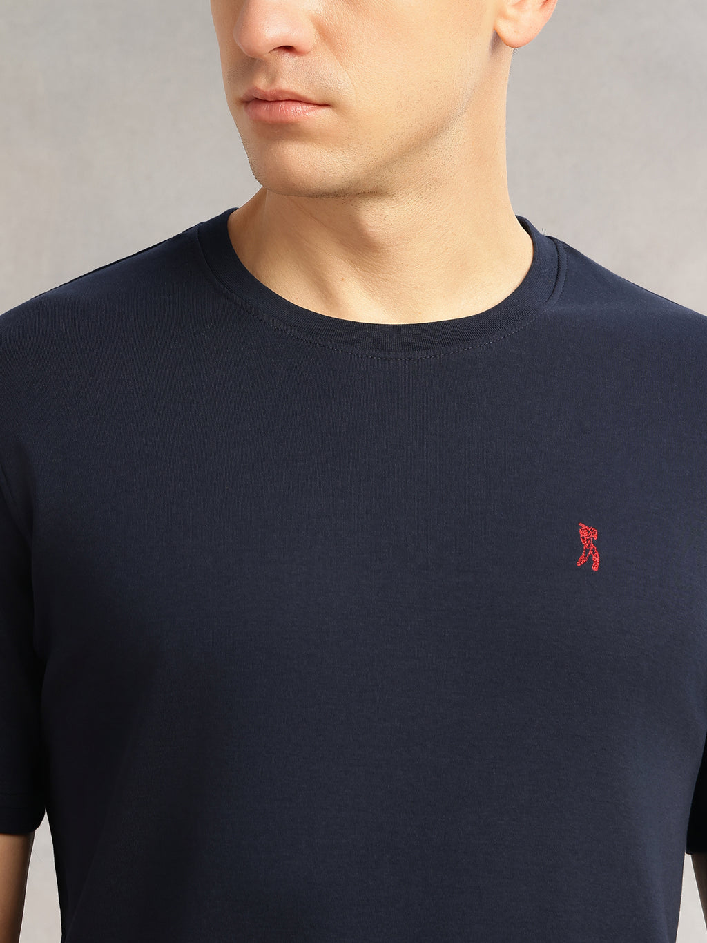 Thomas Scott Men Navy Cricket Club Collection Regular Fit Short Sleeves Round Neck Solid 100% Cotton Knitted Tshirt