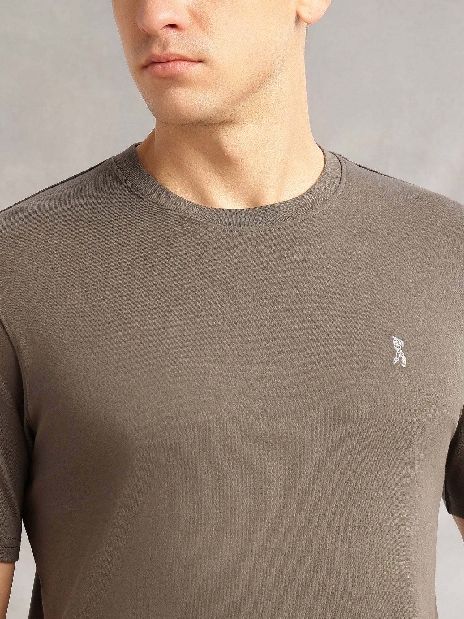 Thomas Scott Men Olive1 Cricket Club Collection Regular Fit Short Sleeves Round Neck Solid 100% Cotton Knitted Tshirt