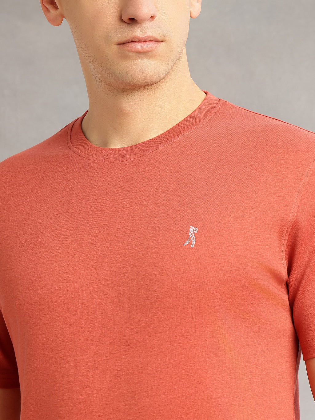 Thomas Scott Men Rust Cricket Club Collection Regular Fit Short Sleeves Round Neck Solid 100% Cotton Knitted Tshirt