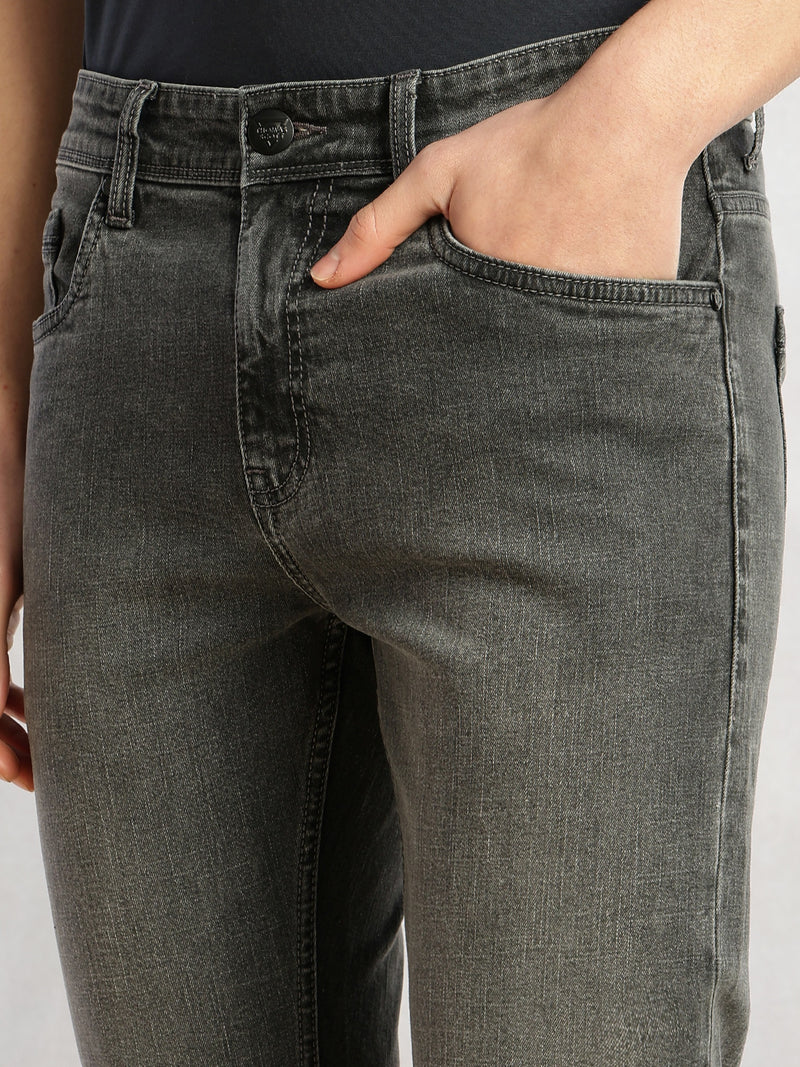 Thomas Scott Men Grey Cricket Club Collection Straight Fit Mid-Rise Faded 5 Pockets Stretchable Jeans