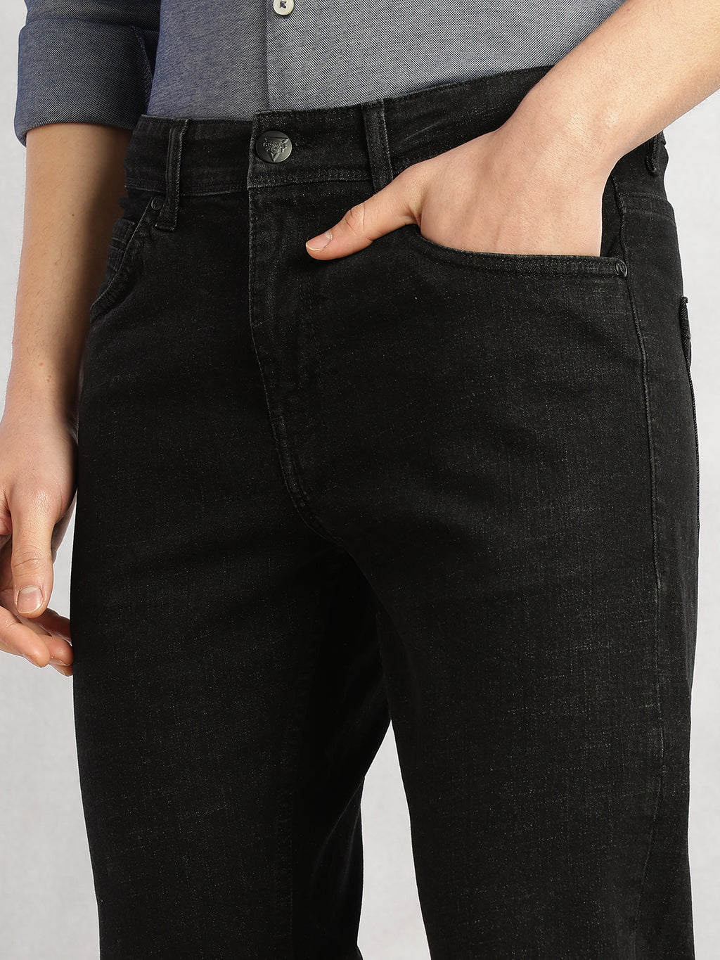 Thomas Scott Men Black Cricket Club Collection Mid-Rise Straight Fit No Fade 5 Pockets Stretchable Jeans