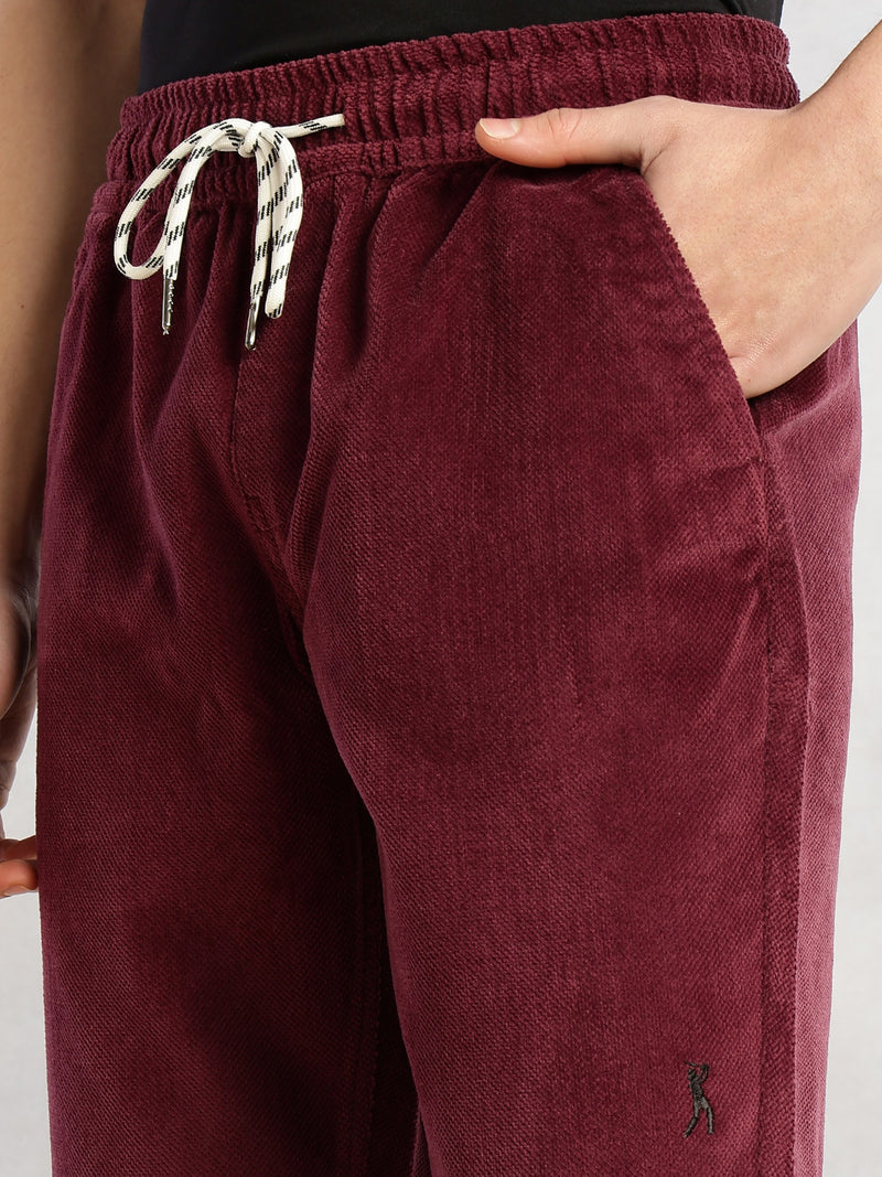 Thomas Scott Men Wine Cricket Club Collection Regular Fit Mid-Rise Woven Cotrises Corduroy Shorts