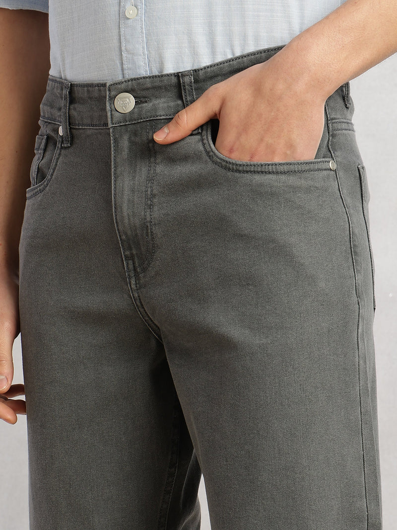 Thomas Scott Men Grey Cricket Club Collection Mid-Rise Straight Fit Faded 5 Pockets Stretchable Jeans