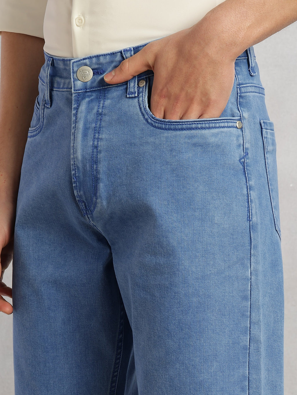 Thomas Scott Men Blue Cricket Club Collection Mid-Rise Straight Fit No Fade Stretchable Jeans
