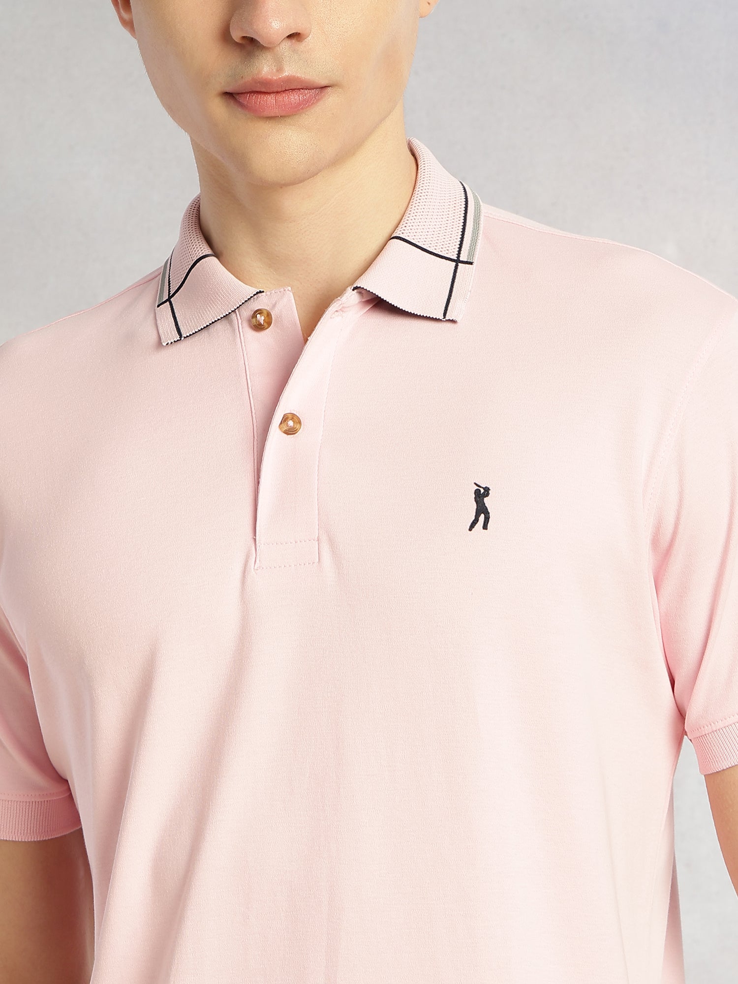 Thomas Scott Men Pink Cricket Club Collection Regular Fit Short Sleeve 100% Cotton Knitted Polo Collar T-Shirt