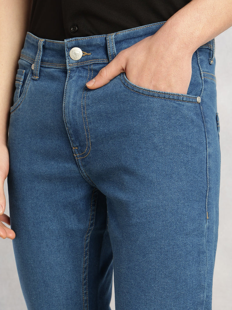 Thomas Scott Men Light Blue Cricket Club Collection Straight Fit Mid-Rise No Fade 5 Pockets Stretchable Jeans