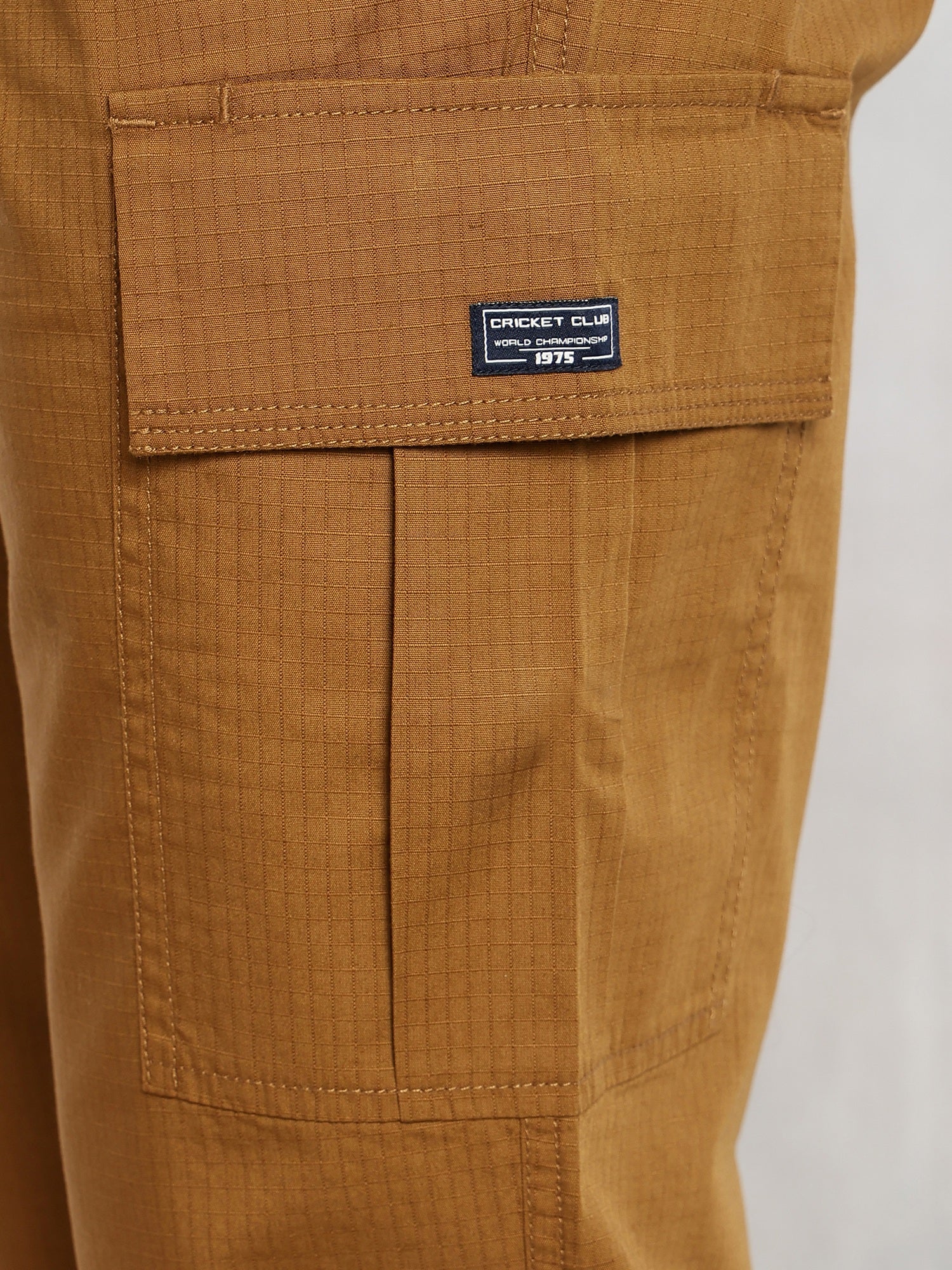 Thomas Scott Men Brown Cricket Club Collection Relaxed Fit Mid-Rise 100% Cotton Woven Cargo Trouser