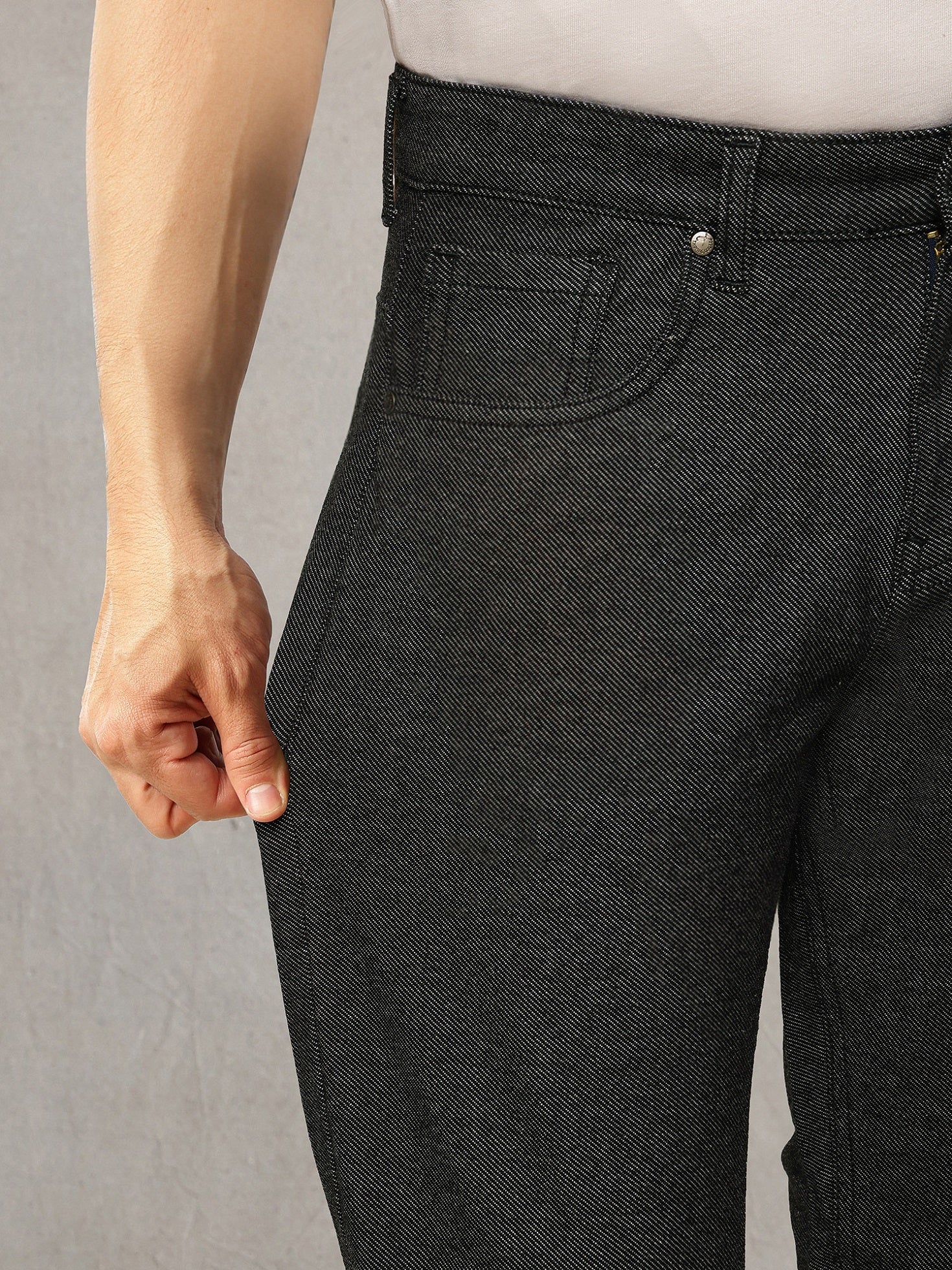 Thomas Scott Men Black Smart Slim Fit Dark Shade 4-Way Stretch Performance Jeans