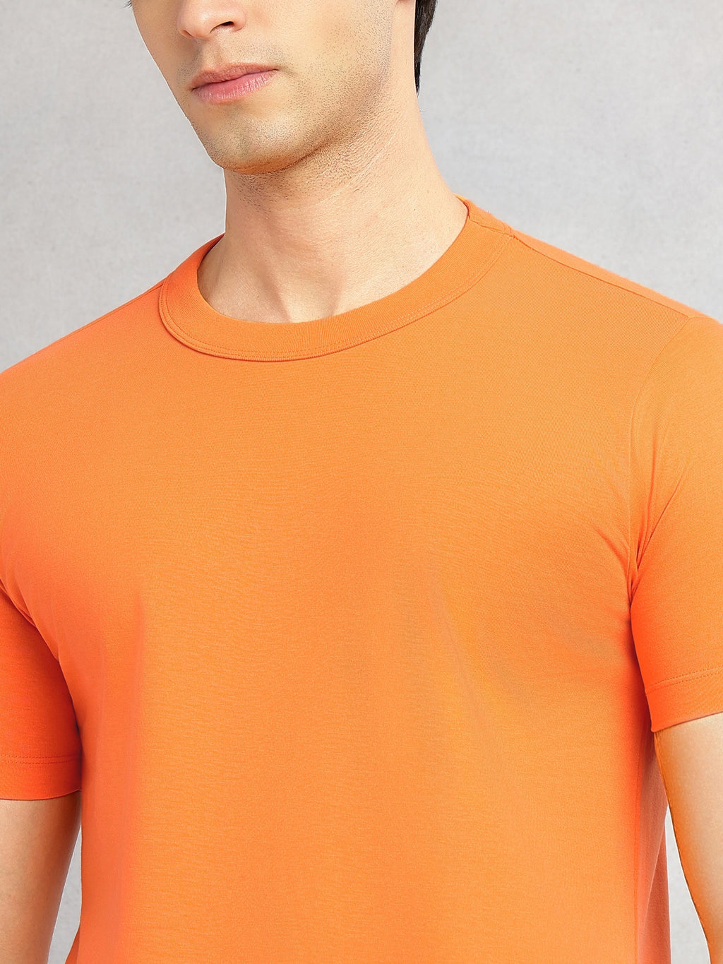 Thomas Scott Men Orange Cricket Club Collection Regular Fit Round Neck Short Sleeves Polycotton Solid Knitted T-shirt