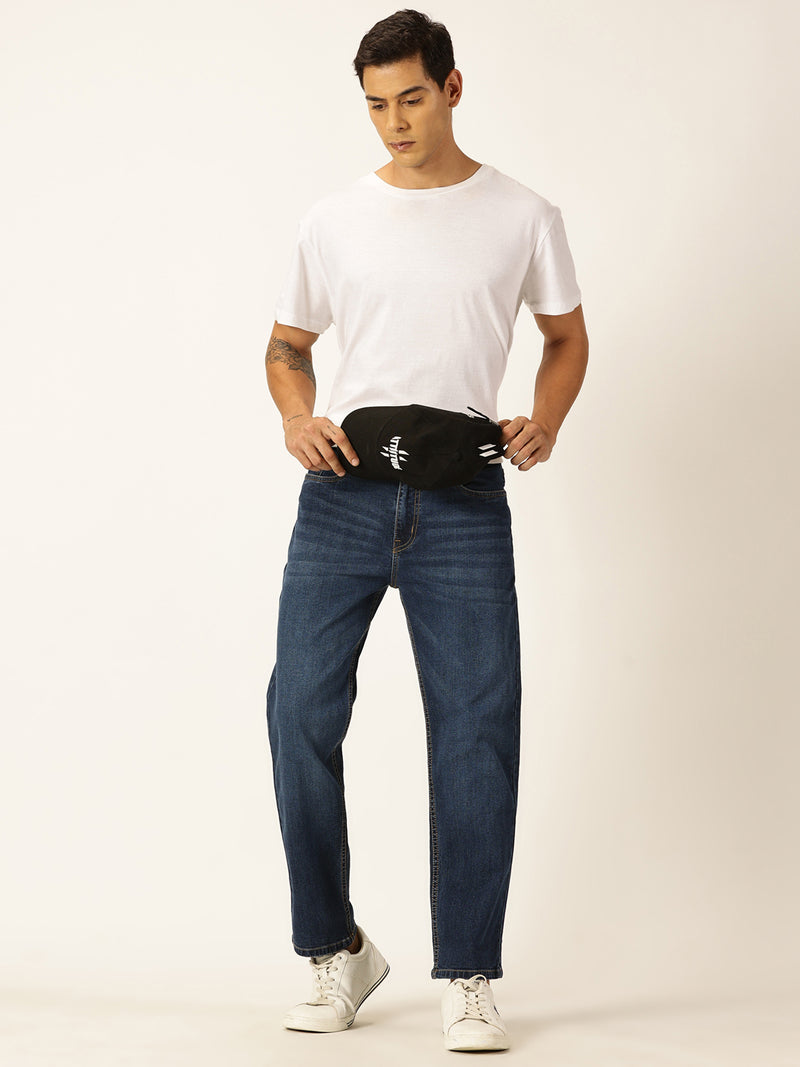 Thomas Scott Men Dark Blue Relaxed Fit Mid-Rise Clean Look Medium Shade Light Fade 5 Pocket Design Stretchable Jeans