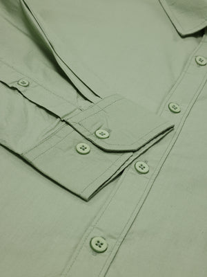 Thomas Scott Men Pista Cotton Casual Shirt Plus Size Regular Fit Spread Collar Long Sleeve