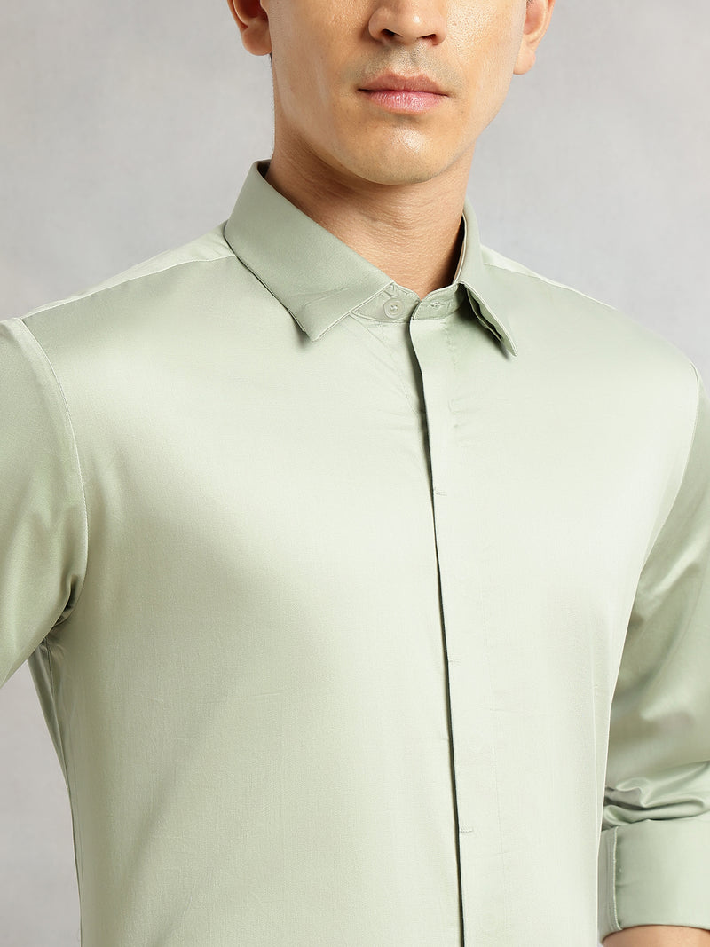 Thomas Scott Men Pista Premium Long Sleeves Regular Fit Spread Collar Solid 100% Cotton Formal Shirt