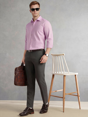 Thomas Scott Men Voilet Regular Fit Long Sleeves Spread Collar 100% Cotton Oxford Formal Shirt