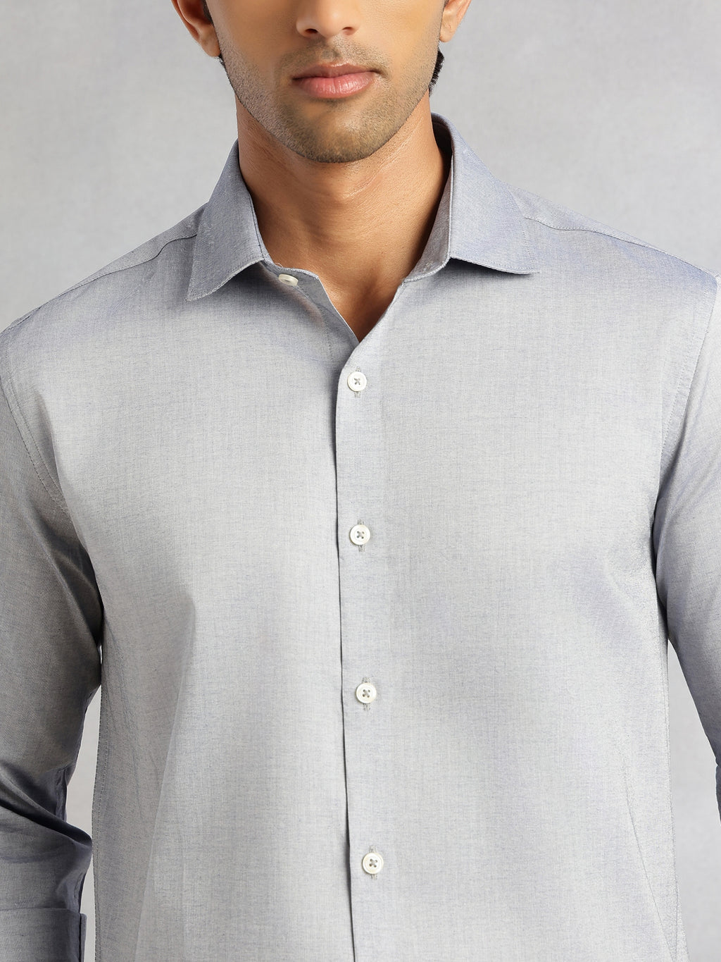 Thomas Scott Men Navy Regular Fit Long Sleeves Spread Collar 100% Cotton Oxford Formal Shirt
