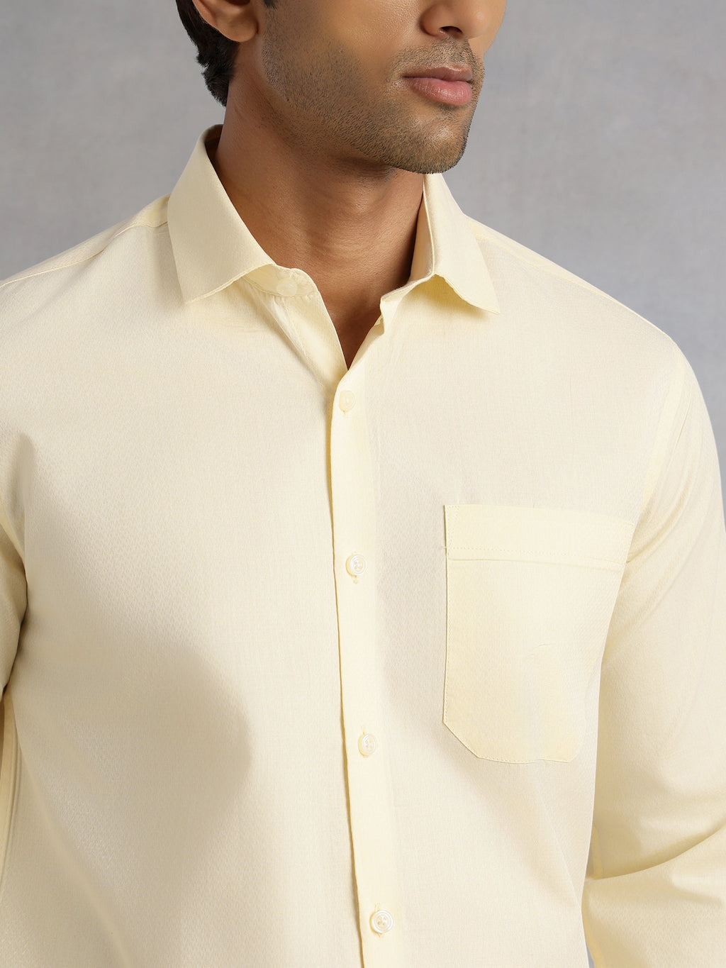 Thomas Scott Men Lemon Regular Fit Long Sleeves Spread Collar with Twill Tape Solid 100% Cotton Formal Shirt