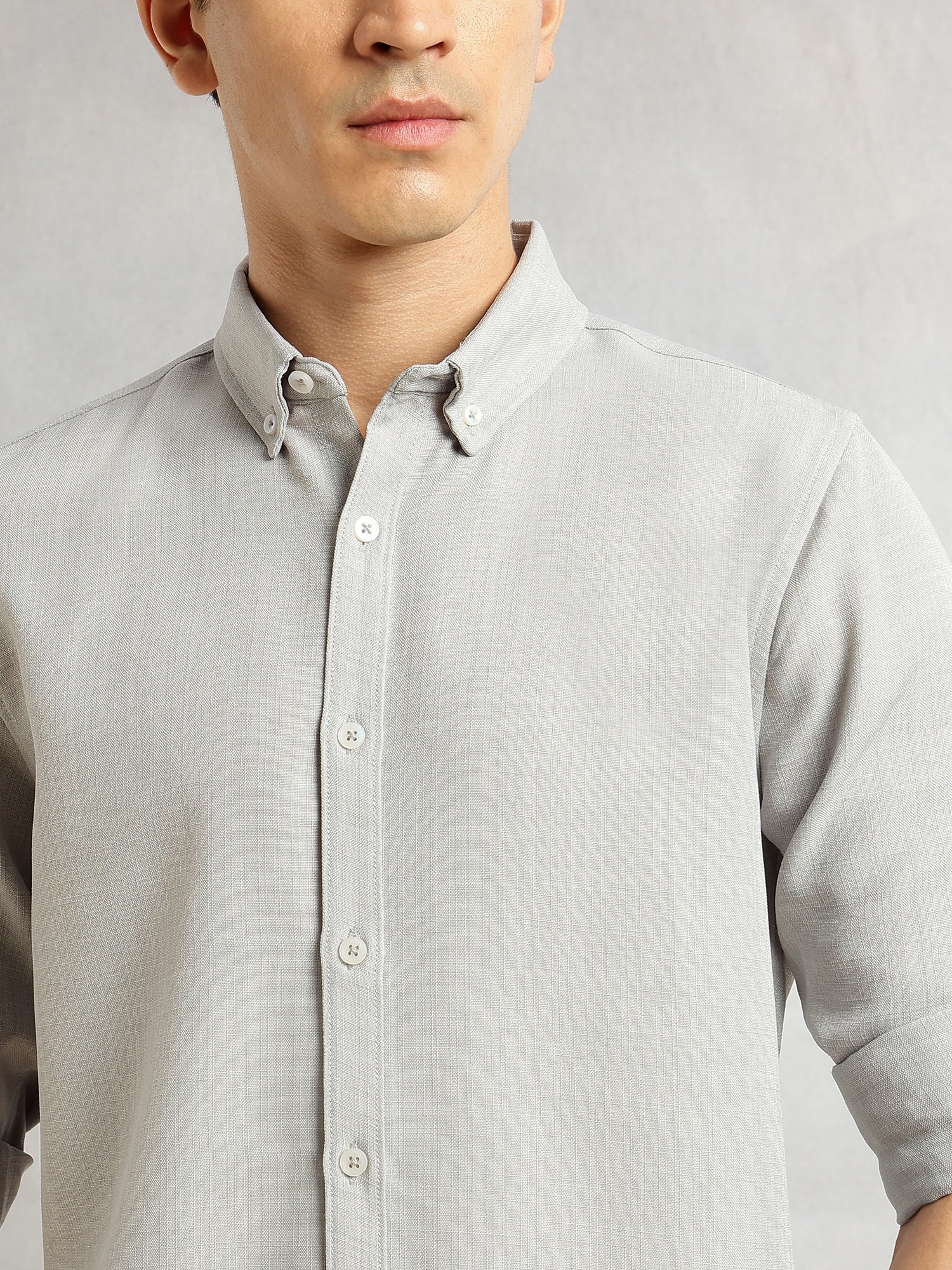 Thomas Scott Men Ice Slim Fit Long Sleeves Button-Down Collar Polyester Casual Shirt