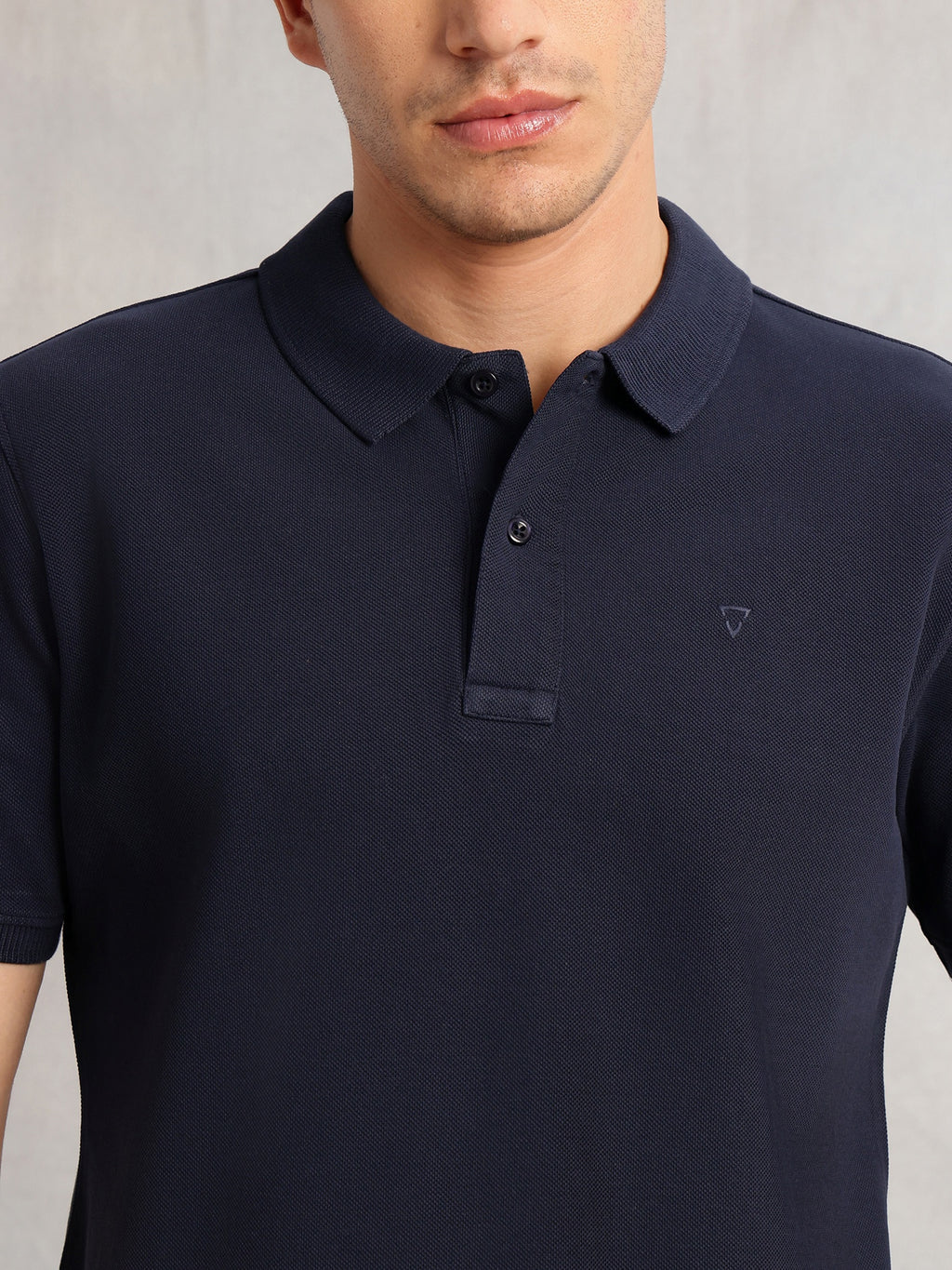 Thomas Scott Men Navy Blue Short Sleeves Regular Fit Solid 100% Cotton Polo Collar Knitted T-shirt