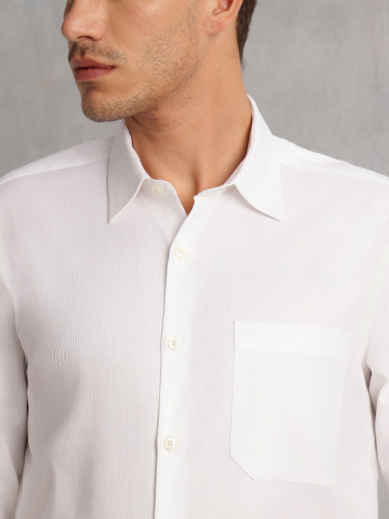 Thomas Scott Men White1 Premium Regular Fit Long Sleeves Spread Collar 100% Cotton Formal Shirt
