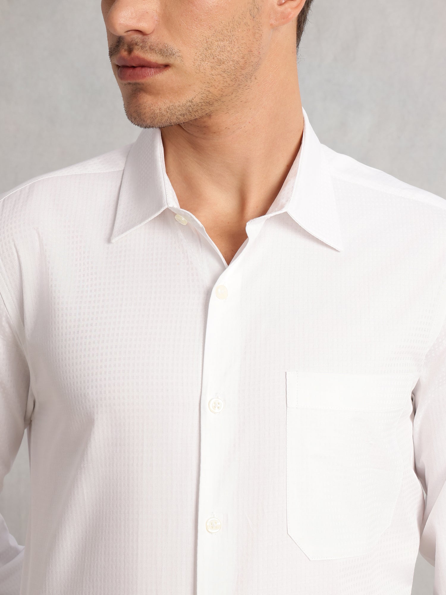Thomas Scott Men White2 Premium Regular Fit Long Sleeves Spread Collar 100% Cotton Formal Shirt
