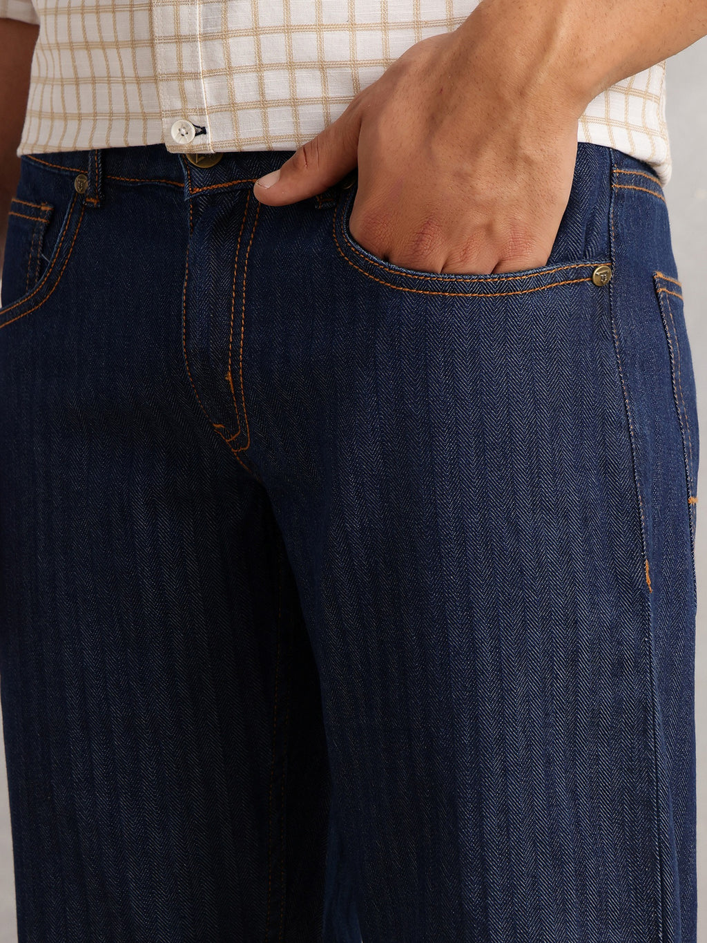 Thomas Scott Men Blue Cricket Club Collection Relaxed Fit Dark Shade Clean Look Non Stretchable Jeans