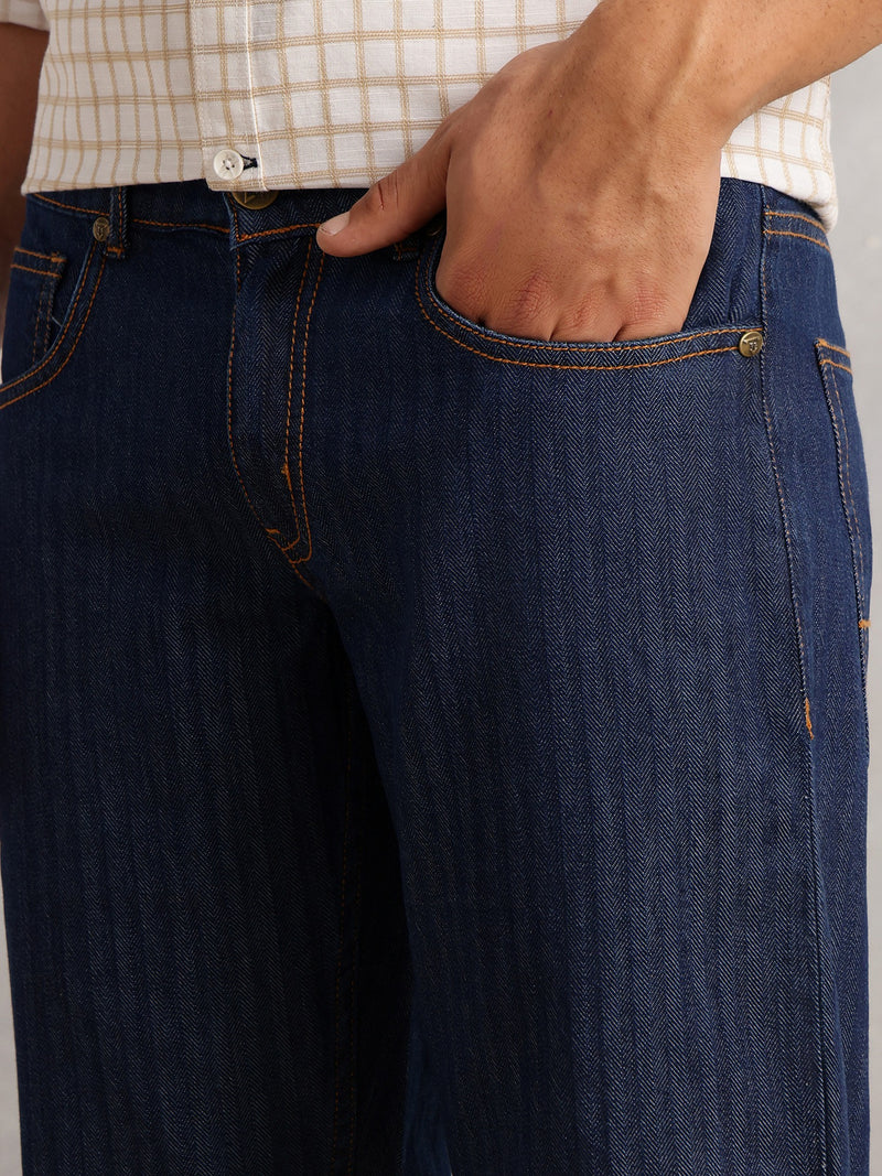 Thomas Scott Men Blue Cricket Club Collection Relaxed Fit Dark Shade Clean Look Non Stretchable Jeans