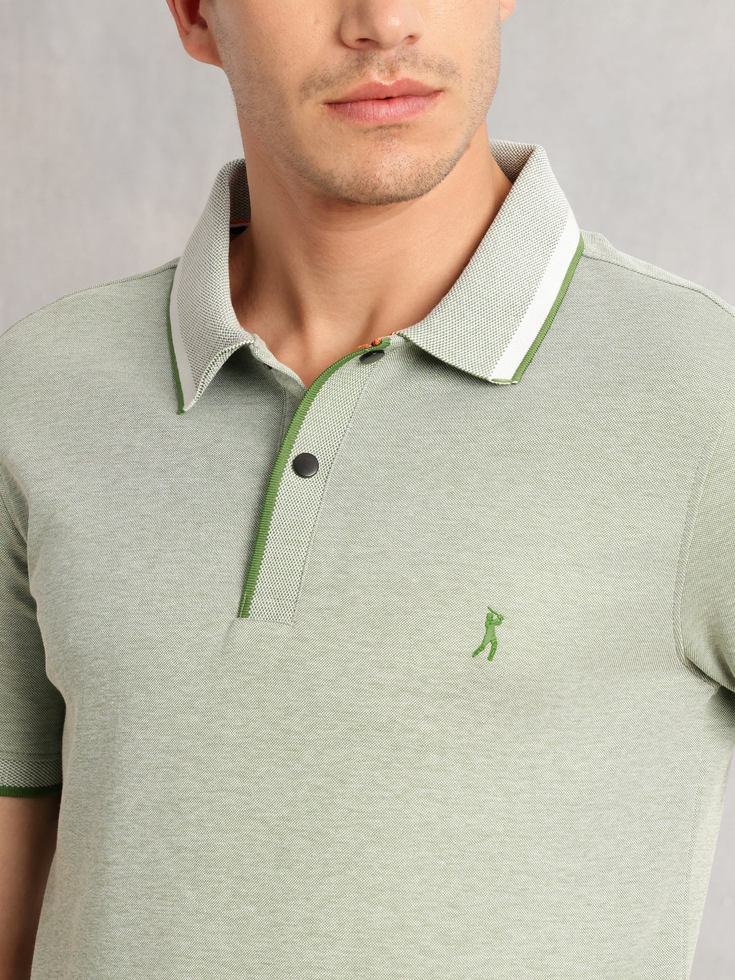 Thomas Scott Men Green Cricket Club Collection Regular Fit Short Sleeves Solid Polo Collar Knitted T-Shirt