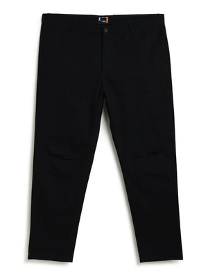 Thomas Scott Men Black Plus Size Regular Fit Mid-Rise Solid Woven Trouser