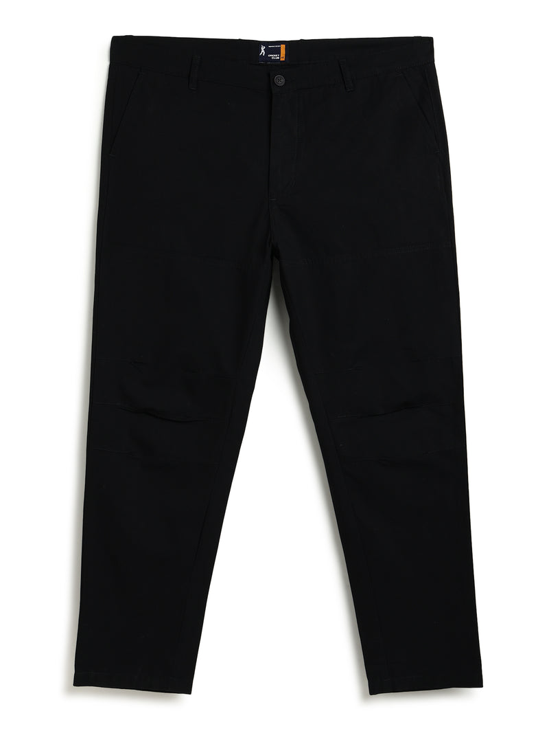 Thomas Scott Men Black Plus Size Regular Fit Mid-Rise Solid Woven Trouser
