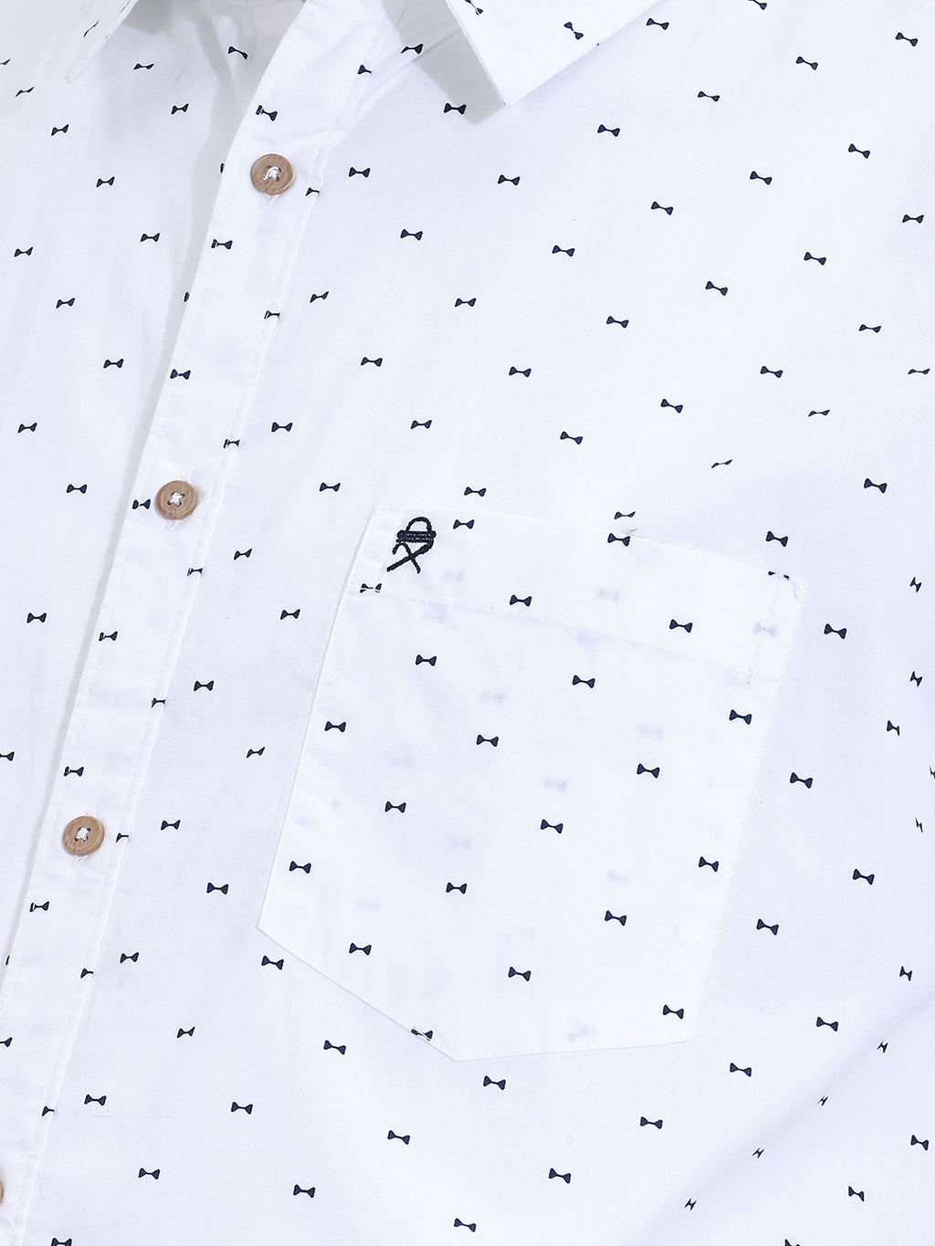 Pure White 1 Plus Size Regular Fit Micro Ditsy Printed Spread Collar 100% Cotton Casual Shirt For Men