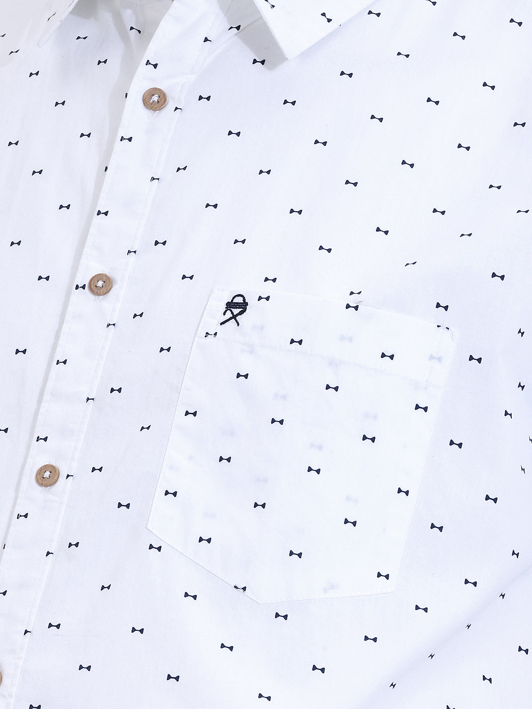 Pure White 1 Plus Size Regular Fit Micro Ditsy Printed Spread Collar 100% Cotton Casual Shirt For Men