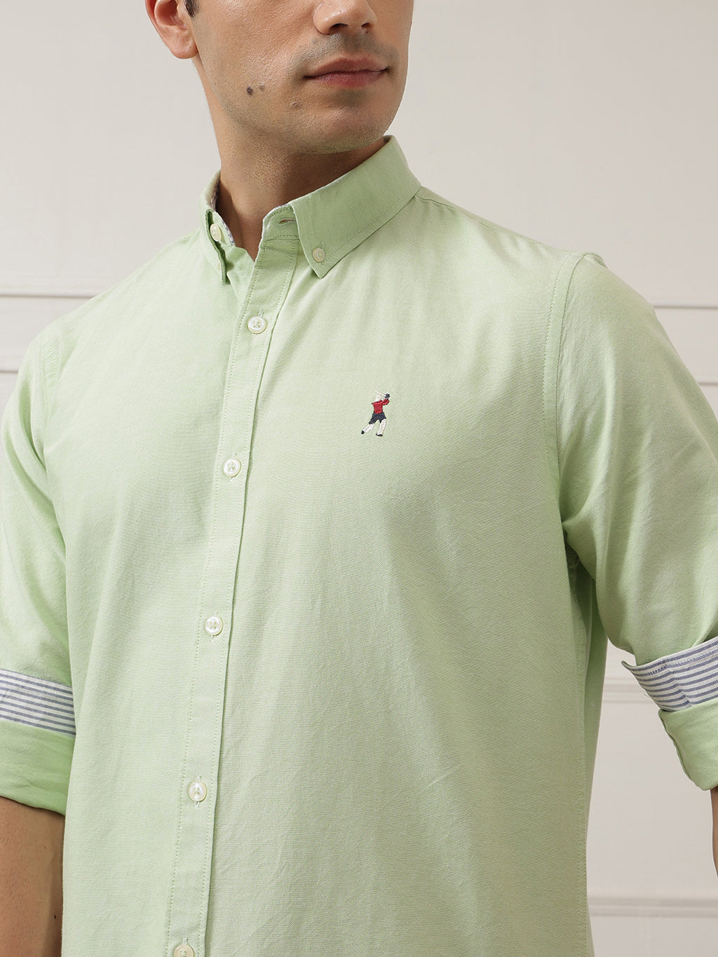 Pista Premium Regular Fit Button-Down Collar Solid Pure Cotton Casual Shirt For Men