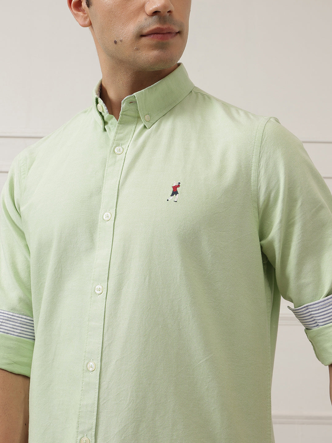 Pista Premium Regular Fit Button-Down Collar Solid Pure Cotton Casual Shirt For Men