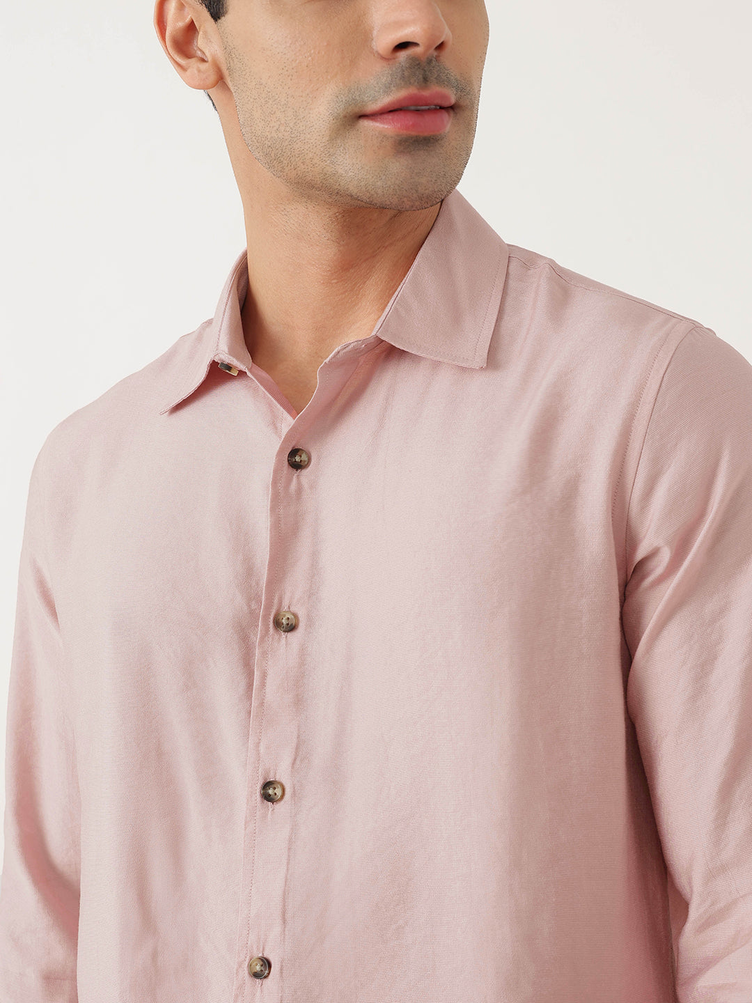 Thomas Scott Men Peach Premium Slim Fit Long Sleeves Semi Cutaway Collar Casual Shirt