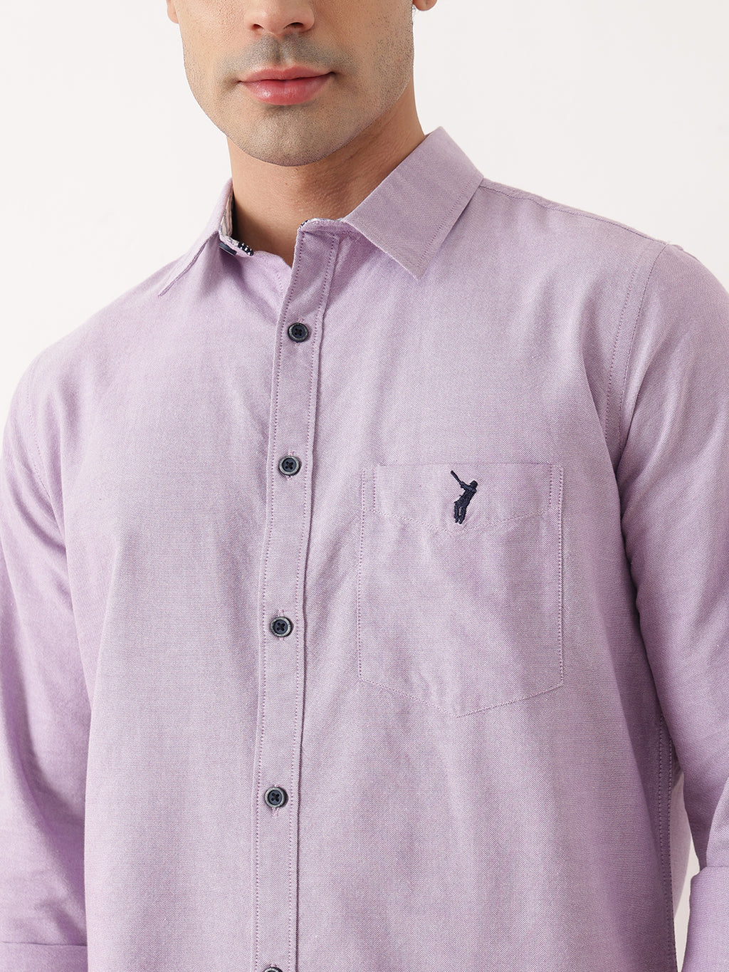 Thomas Scott Men Purple Premium Slim Fit Long Sleeves Spread Collar Solid Cotton Twill Shirt