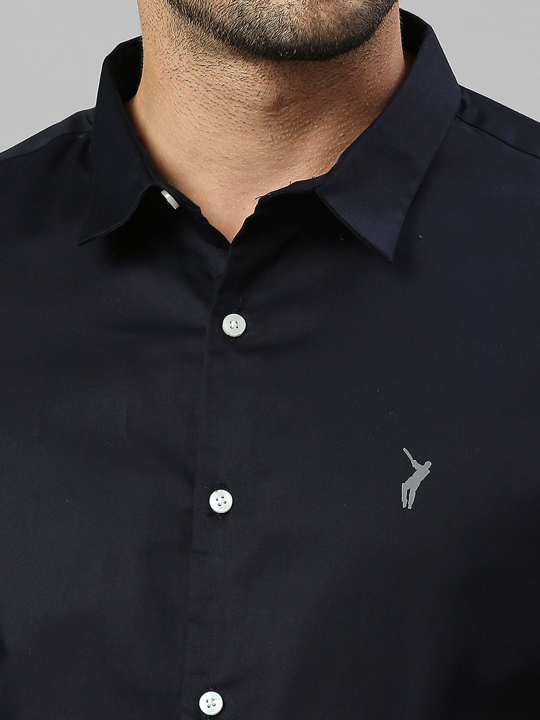 Thomas Scott Men Navy Classic Slim Fit Long Sleeves Spread Collar Solid Casual Shirt